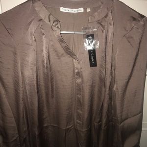 Violet & Claire Satin dark mauve/brown blouse